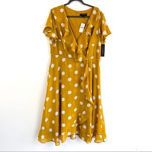 Lane Bryan poka dot ruffled midi dress size 16